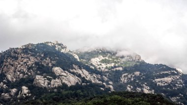 Qingdao 'daki Laoshan Dağı' nın güzel doğal manzarası.