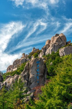 Qingdao 'daki Laoshan Dağı' nın güzel doğal manzarası.