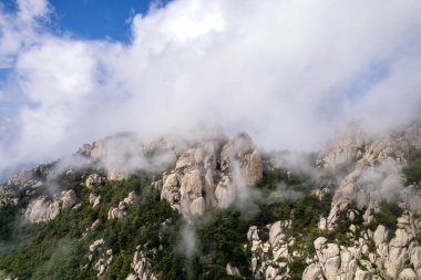 Qingdao 'daki Laoshan Dağı' nın güzel doğal manzarası.