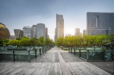 Qianjiang Yeni Şehir, Hangzhou 'daki modern binaların sokak manzarası