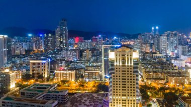 Aerial photography of Xiamen city night scene large format clipart