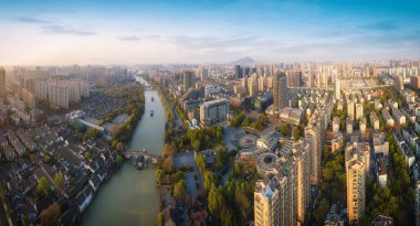 Hava fotoğrafçılığı hangzhou şehir merkezi gökyüzü manzarası