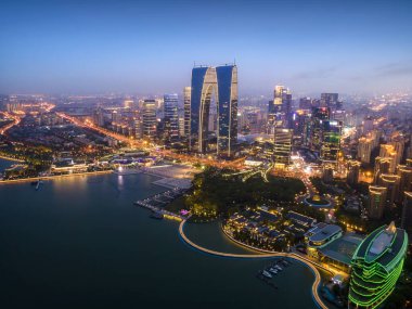 Hava fotoğrafçılığı Suzhou şehri peyzaj inşa ediyor. 