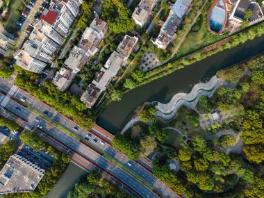 Suzhou 'nun hava fotoğrafçılığı modern yüksek katlı konut inşaatı