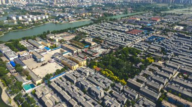 Shandong Liaocheng, antik Don şehrinde boş bir panorama.