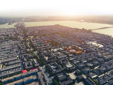 Shandong Liaocheng, antik Don şehrinde boş bir panorama.