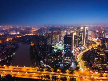 Hava fotoğrafçılığı Chengdu modern kentsel mimari manzara 