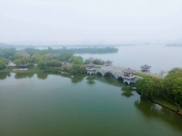 stock image Aerial photo of the landscape of Yunlong Lake in Xuzhou, China