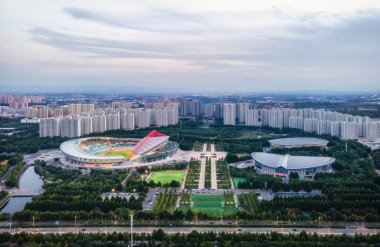 Changzhou 'nun merkez iş bölgesi başyapıtının hava fotoğrafçılığı