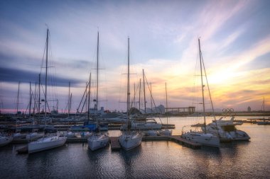 Qingdao 'daki Fushan Körfezi kıyısının gece manzarası.