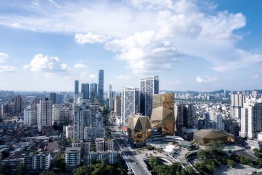 Guangxi 'deki Liuzhou şehrinin hava fotoğrafçılığı