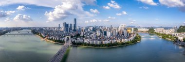 Hava fotoğrafçılığı Çin Liuzhou modern şehir mimarisi