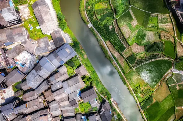 stock image Aerial photography of the pastoral scenery of ancient Dong peopl