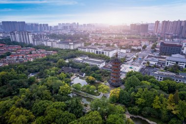 Aerial photography of Changzhou Chinese garden landscape clipart