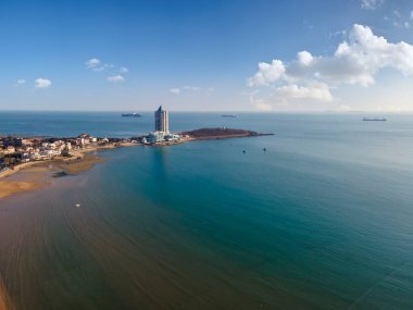 Aerial photography of the coastline scenery of the old city of Q clipart