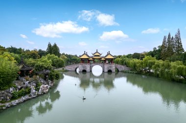 Slender West Lak 'ın Çin bahçe manzarasının hava fotoğrafçılığı