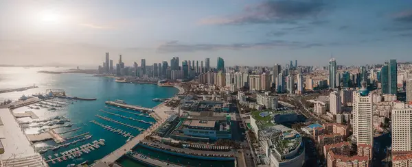 stock image Aerial photography of Qingdao coastline Olympic Sailing Center p