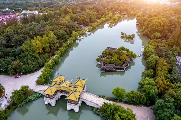 Stock image Aerial photography of Chinese garden landscape of Slender West L