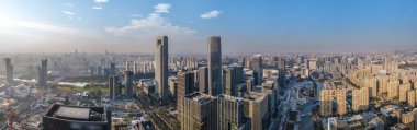 Aerial photography of modern urban landscape of Hangzhou, China clipart