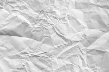 Arkaplan için beyaz buruşmuş kağıt dokusu.