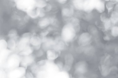 Arkaplanda soyut beyaz ve gri bokeh ışıkları