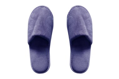 Beyaz arka planda mavi ev terlikleri. (kırpma yolu)