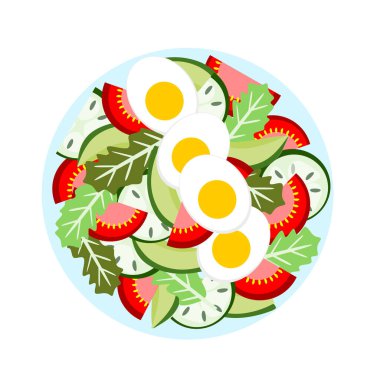 Yunan taze salata vektörü. Beyazda izole edilmiş sağlıklı yiyecekler. İş için salata çizgi filmi..