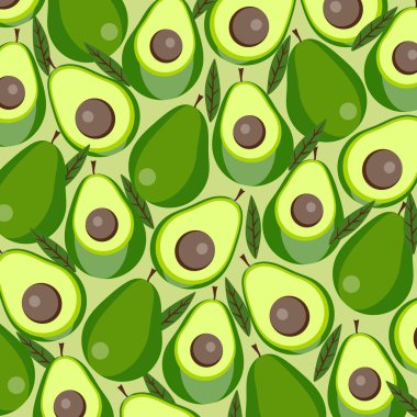 Taze avokado arka planı. Sağlıklı meyve vektörü illüstrasyonu. 