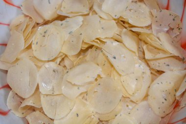 A close up view of raw cassava opaque, as a production material.
