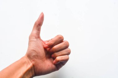 Beyaz arka plandaki jest gibi. başparmak yukarı