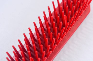 Beyaz Arkaplan 'da bir grup Kızıl Kovan izole edilmiş. Üç Farklı Saç Tarak Koleksiyonunun Üst Görünümü