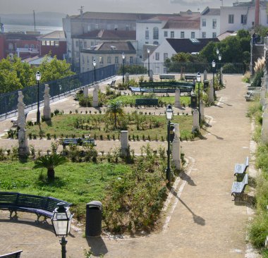 Portekiz 'in Lizbon şehrinin ve mimarisinin manzarası