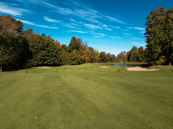 Nice Lake Canadian Golf Club Fall Province Quebec — Stock Photo, Image