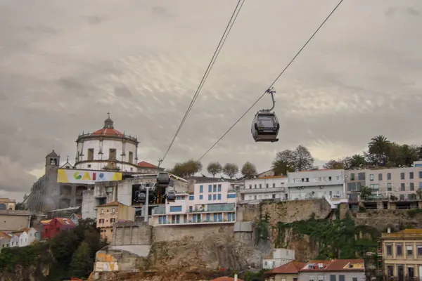 stock image Aerial view of old downtown of Porto from Vila Nova de Gaia, Portugal