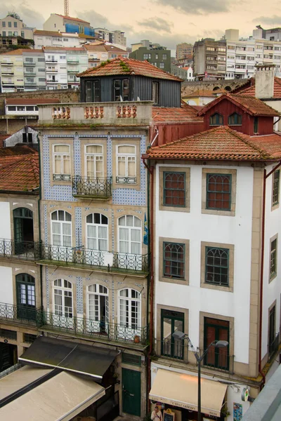 Widok Lotu Ptaka Stare Centrum Porto Vila Nova Gaia Portugalia — Zdjęcie stockowe