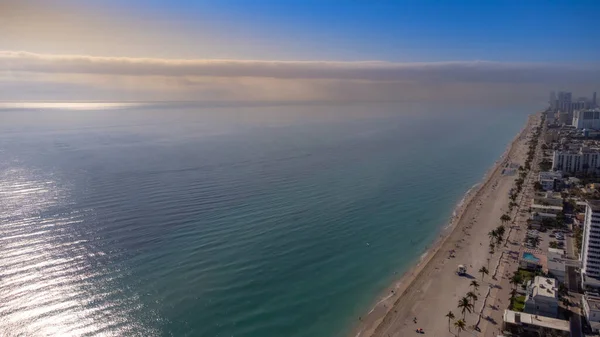 Söt Antenn Utsikt Över Vackra Hollywood City Beach Florida Usa — Stockfoto