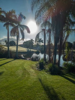 Güzel tropikal bir manzara. Emerald Hill Golf Sahası, Illinois, ABD