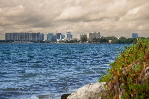 Utsikt Över Havet Och Skyline Key Biscayne Stad Miami Dade — Stockfoto