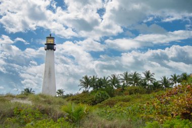 Biscayne Körfezi 'ndeki sahilde deniz feneri