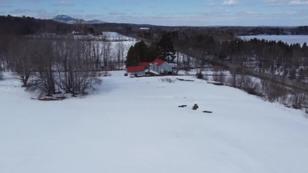 Quebec Kışın Estrie Bölgesindeki Kanada Kırsalında Uçuş — Stok video