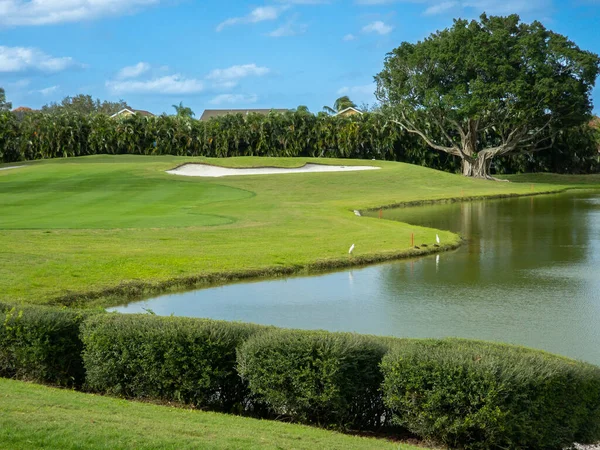 Schönes Loch Auf Einem Amerikanischen Golfclub Süden Floridas — Stockfoto