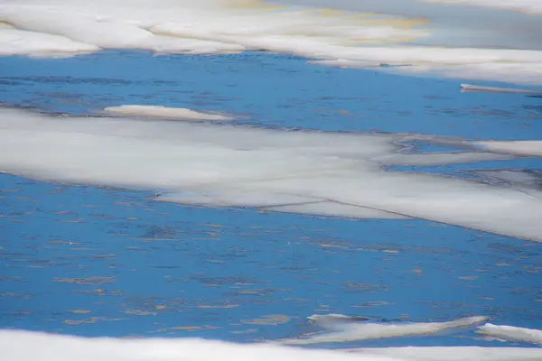 Melting Ice Spring Lake Canadian Forest Quebec Stock Photo