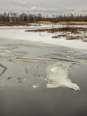 İlkbaharda Kanada kırsalında küçük bir nehir manzarası