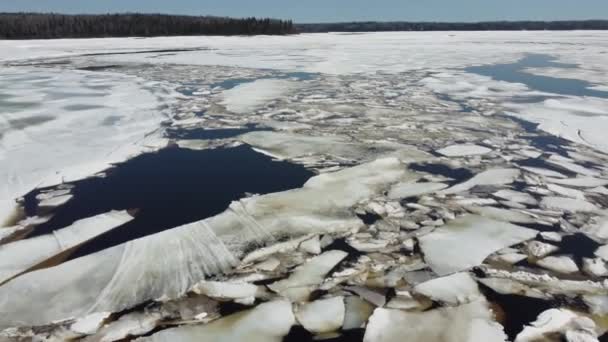 Pohled Jezero Kanadském Lese Quebecu Prosinci — Stock video