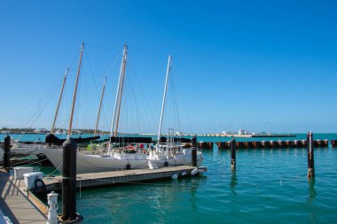 Key West 'in Amerika Birleşik Devletleri' ndeki Güney Florida limanının manzarası