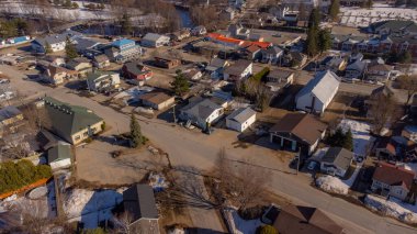 Kanada 'nın Quebec kentindeki Saint-Michel-des-Saints köyünün hava manzarası