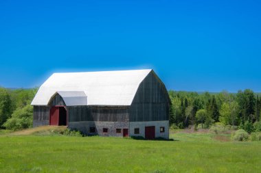 Quebec, Kanada 'da bir çiftlik. Kırsal alan 
