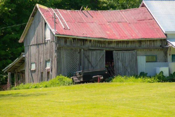 Krajobraz Wiejski Farmą Quebec Kanada — Zdjęcie stockowe