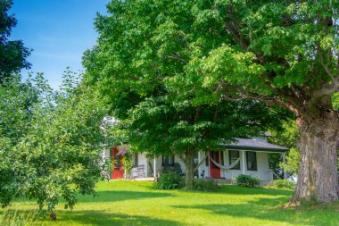 Yazın Quebec 'teki güzel Kanada kır evi.