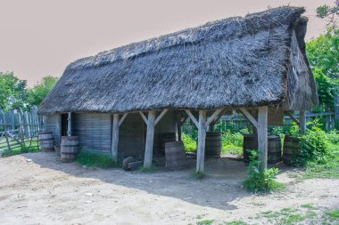 Boston yakınlarındaki ABD 'de eski bir yeniden inşa edilmiş köy manzarası